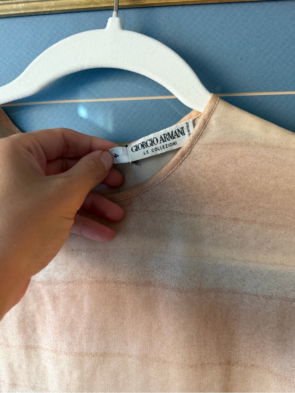 Giorgio Armani Peach and Cream Striped Top